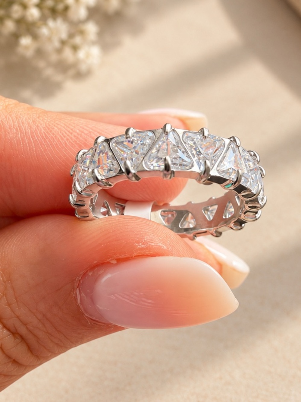 Silver Clear CZ Eternity Band